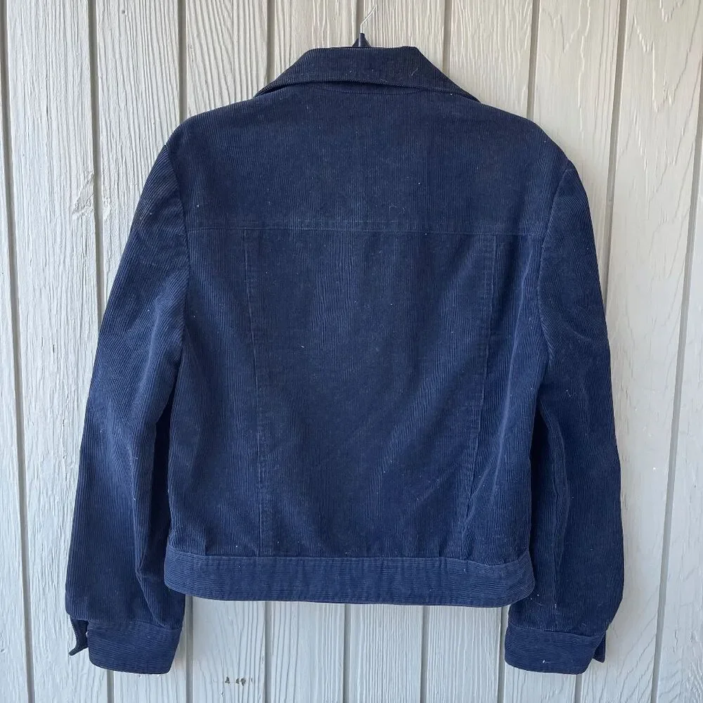 VTG 70s West Cal Cord Trucker Jacket Navy Snap Workwear Ranchwear